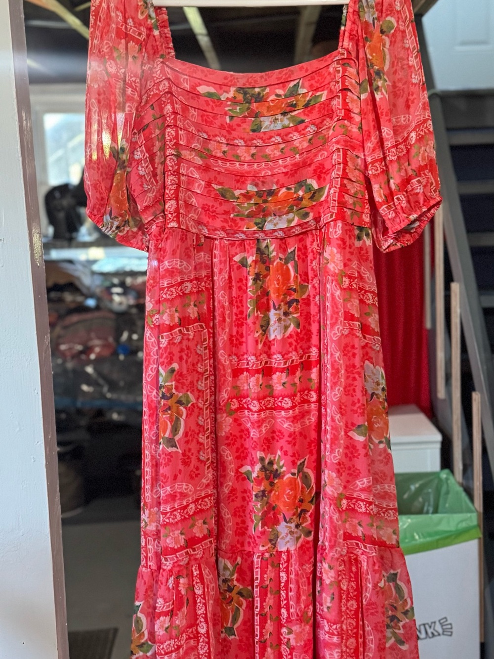LC Lauren Conrad Coral Floral Midi Dress